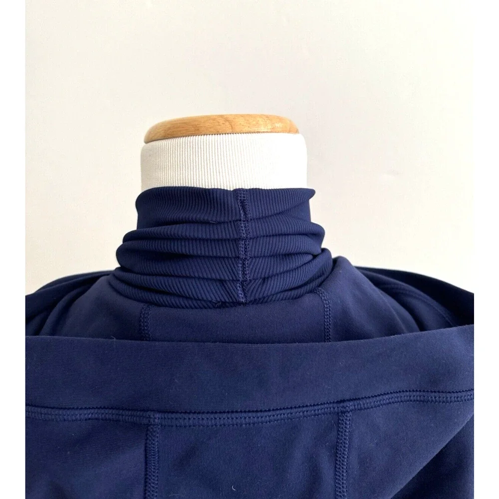 Lululemon Athletica Blue Zip-Front Jacket 10 Hood Long-Sleeve Thumbholes Stretch - Picture 3 of 9